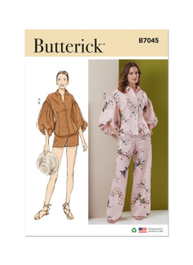 Butterick B7045 | Butterick Sewing Pattern Misses' and Miss Petite Top, Shorts and Pants | Front of Envelope