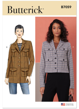 Butterck B7059 (PDF) | Butterick Sewing Pattern Misses Jacket in Two Lengths | Front of Envelope