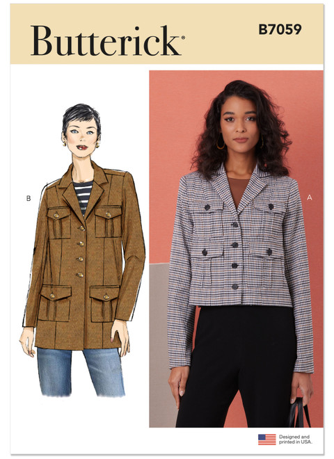 Butterck B7059 | Butterick Sewing Pattern Misses Jacket in Two Lengths | Front of Envelope