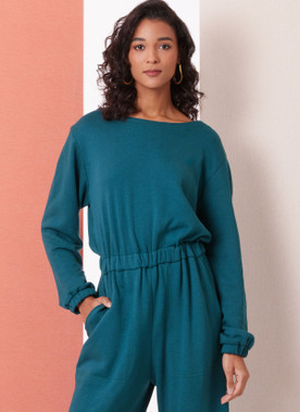 Butterick B7063 (PDF) | Butterick Sewing Pattern Misses' Knit Jumpsuit with Length and Sleeve Variations