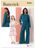 Butterick B7063 | Butterick Sewing Pattern Misses' Knit Jumpsuit with Length and Sleeve Variations | Front of Envelope