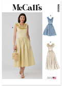 McCall's M8650 | Misses' and Miss Petite Ruffle Neck Midi Dress | Front of Envelope