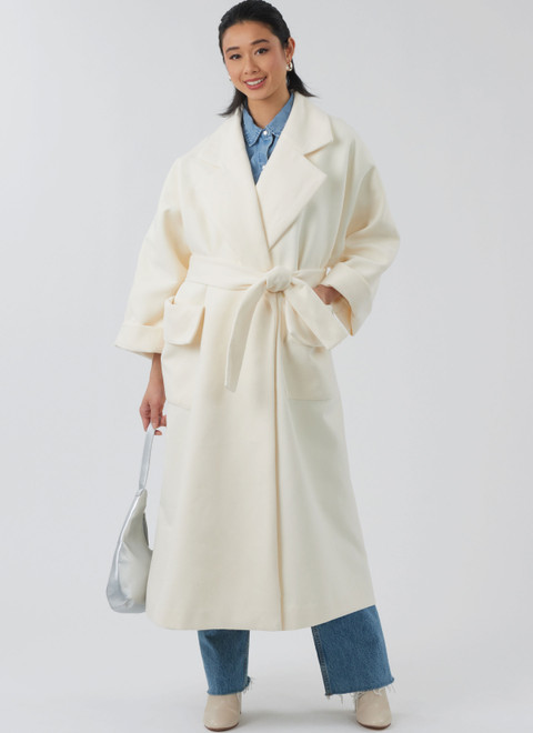 New Look N6810 | New Look Sewing Pattern Misses' Coat with Belt in Two Lengths