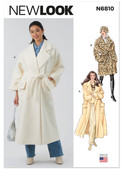 New Look N6810 | New Look Sewing Pattern Misses' Coat with Belt in Two Lengths | Front of Envelope