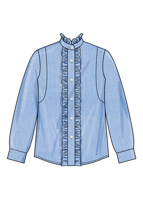 Simplicity S3134 | Simplicity Sewing Pattern Misses' Ruffled Button Front Top with Sleeve Variations