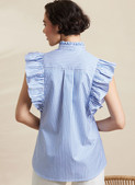 Simplicity S3134 | Simplicity Sewing Pattern Misses' Ruffled Button Front Top with Sleeve Variations