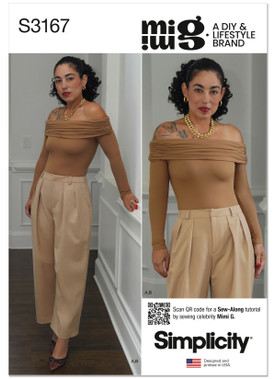 Simplicity S3167 | Simplicity Sewing Pattern Misses' Off The Shoulder Knit Top and Woven Trousers by Mimi G Style | Front of Envelope