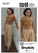 Simplicity S3167 | Simplicity Sewing Pattern Misses' Off The Shoulder Knit Top and Woven Trousers by Mimi G Style | Front of Envelope