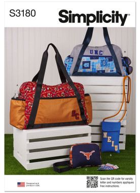 Simplicity S3180 | Simplicity Sewing Pattern Totes in two sizes, belt bag and pouch | Front of Envelope
