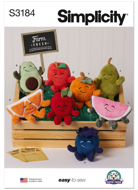 Simplicity S3184 | Simplicity Sewing Pattern Fruit Plushies | Front of Envelope