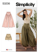 Simplicity S3236 | Simplicity Sewing Pattern Misses' Wide and Balloon Leg Pants and Shorts | Front of Envelope