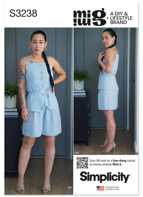 Simplicity S3238 | Simplicity Sewing Pattern Misses' Vest Top and Shorts by Mimi G Style | Front of Envelope