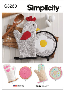 Simplicity S3260 | Simplicity Sewing Pattern Oven Mitts and Pot Holders | Front of Envelope