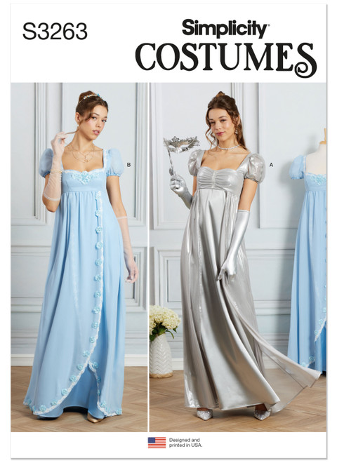 Simplicity S3263 | Simplicity Sewing Pattern Misses' Regency Ball Gowns | Front of Envelope