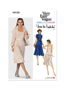 Vogue Patterns V2122 | Vogue Patterns 1970s Misses' Knit Jacket, Belt, Skirt and Top by Diane von Furstenberg | Front of Envelope