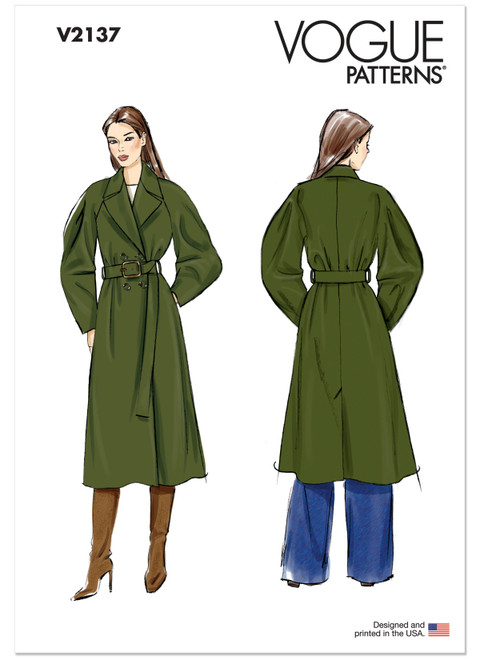 Vogue Patterns V2137 | Misses' Trench Coat and Belt | Front of Envelope