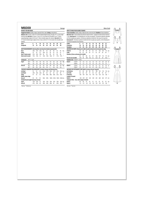 McCall's M8359 | Misses' Top and Dress by Brandi Joan | Back of Envelope