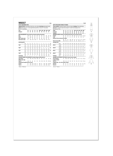 McCall's M8557 | McCall's Sewing Pattern Misses' and Women's Tops | Back of Envelope