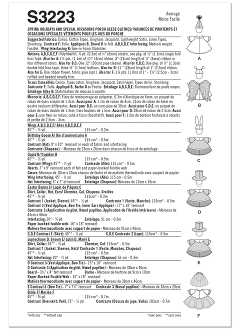 Simplicity S3223 | Simplicity Sewing Pattern Spring Holidays and Special Occasions Porch Geese Clothes  | Back of Envelope