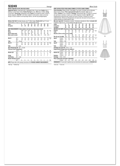 Simplicity S3249 | Simplicity Sewing Pattern Misses' and Miss Petite Two Piece Dress by Jessica McClintock | Back of Envelope